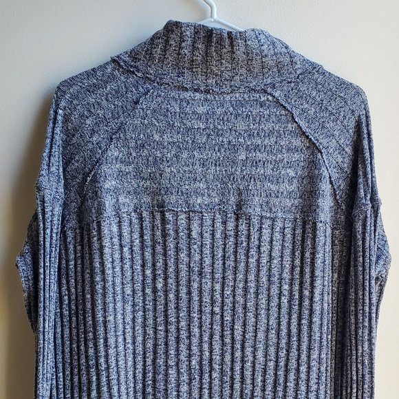 FREE PEOPLE Blue Ribbed Ruffled Sweater - Picture 15 of 16